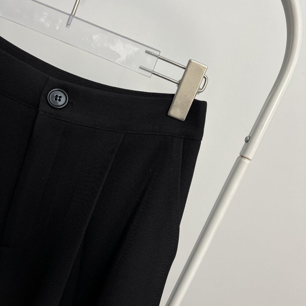 Black High Waist Cropped Wide Leg Pants Gold Button Detail Size L 8/10 - Picture 6 of 7